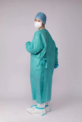30 - 50gsm Disposable Surgical Gown In Blue Green Elastic Or Knitted Cuff