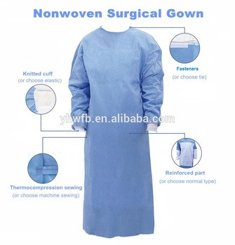 Medical Blue Surgical Apparel / Operating Room Gown with Collar Tie