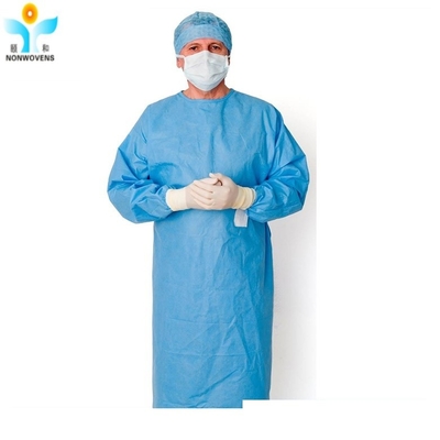 Medical Blue Surgical Apparel / Operating Room Gown with Collar Tie