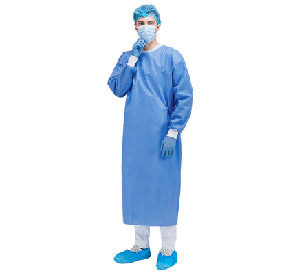 Medical Blue Surgical Apparel / Operating Room Gown with Collar Tie
