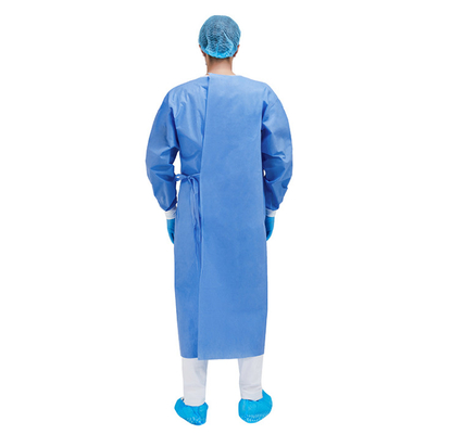 Medical Blue Surgical Apparel / Operating Room Gown with Collar Tie