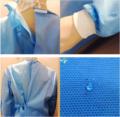 Medical Blue Surgical Apparel / Operating Room Gown with Collar Tie