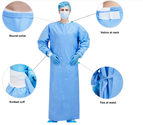 Ultrasonic Breathable Sterile Surgical Gownings With 30-50gsm Non woven Fabric